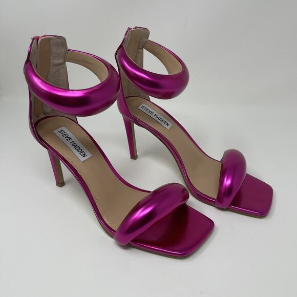 Steve Madden Partay Ankle Strap Stiletto Dress Sandals Womens 7 Pink Metallic - Picture 4 of 11